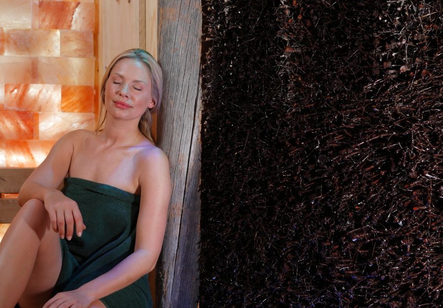 Relaxing in the sauna